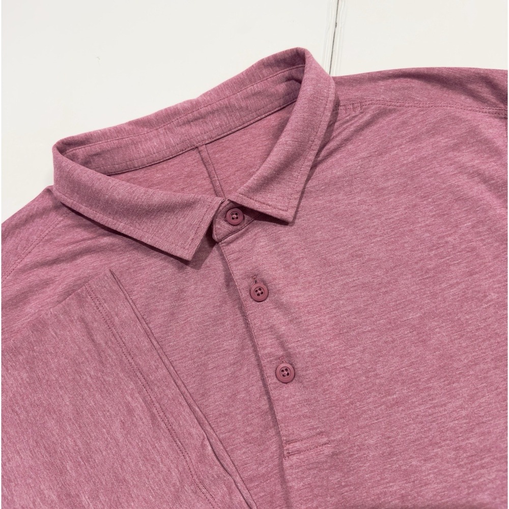 Lululemon Men's Evolution Performance Golf Polo Shirt Size M Pink Stretch Preppy - Picture 1 of 7
